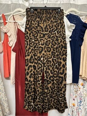 SHEIN Brown Leopard Print Wide-Leg Pants